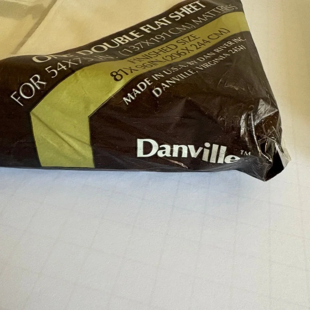 VTG Danville Flat Sheet‎ Double Full Size Cream Megan Floral Vintage No Iron NOS